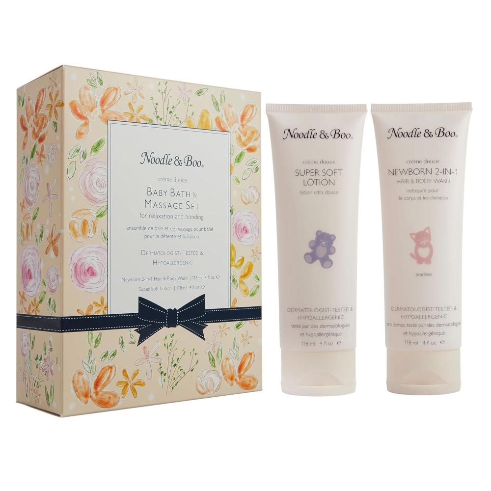 image:imageNoodle amp Boo Baby Bath amp Massage Gift Set  Includes 4 oz Newborn Hair amp Body Wash amp Super Soft Lotion Hypoallergenic PediatricianTested DermatologistTested for Delicate and Sensitive Baby SkinYellow Flower Bouquet