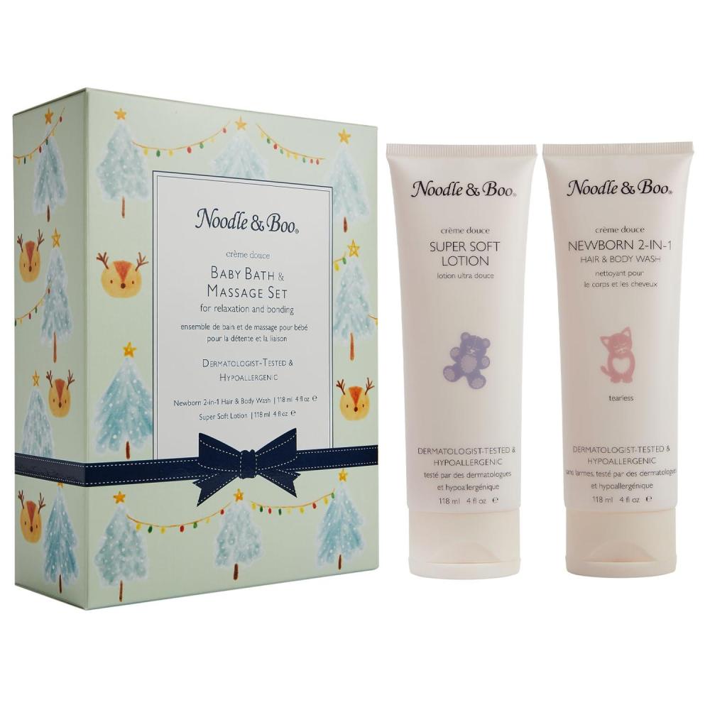 image:imageNoodle amp Boo Baby Bath amp Massage Gift Set  Includes 4 oz Newborn Hair amp Body Wash amp Super Soft Lotion Hypoallergenic PediatricianTested DermatologistTested for Delicate and Sensitive Baby SkinXmas Tree