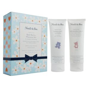 Noodle & Boo Baby Bath & Massage Gift Set – Includes 4 oz Newborn Hair & Body Wash & Super Soft Lotion, Hypoallergenic, Pediatrician-Tested, Dermatologist-Tested for Delicate and Sensitive Baby Skin(Blue Daisy Heart)