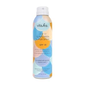 Noodle & Boo VitaSea Happy Day Adult & Kids Sunscreen Super Spray SPF 30 / SPF 50 for Face and Body, Broad Spectrum UVA & UVB Protection, Water Resistant Formula with Sea Kelp, Vitamin E & C, 6 Fl Oz.(SPF 30)